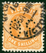 Australia States QUEENSLAND QV Official Stamp 1s *OS* PERFIN CDS Used XBLUE64