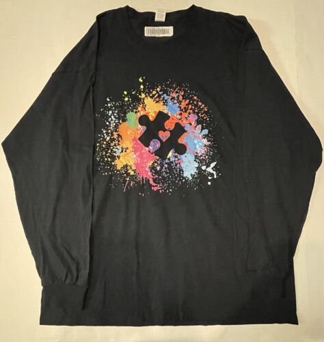 Colorful Heart Puzzle Piece, Black, Long Sleeve 2XL, #178 - Picture 1 of 2