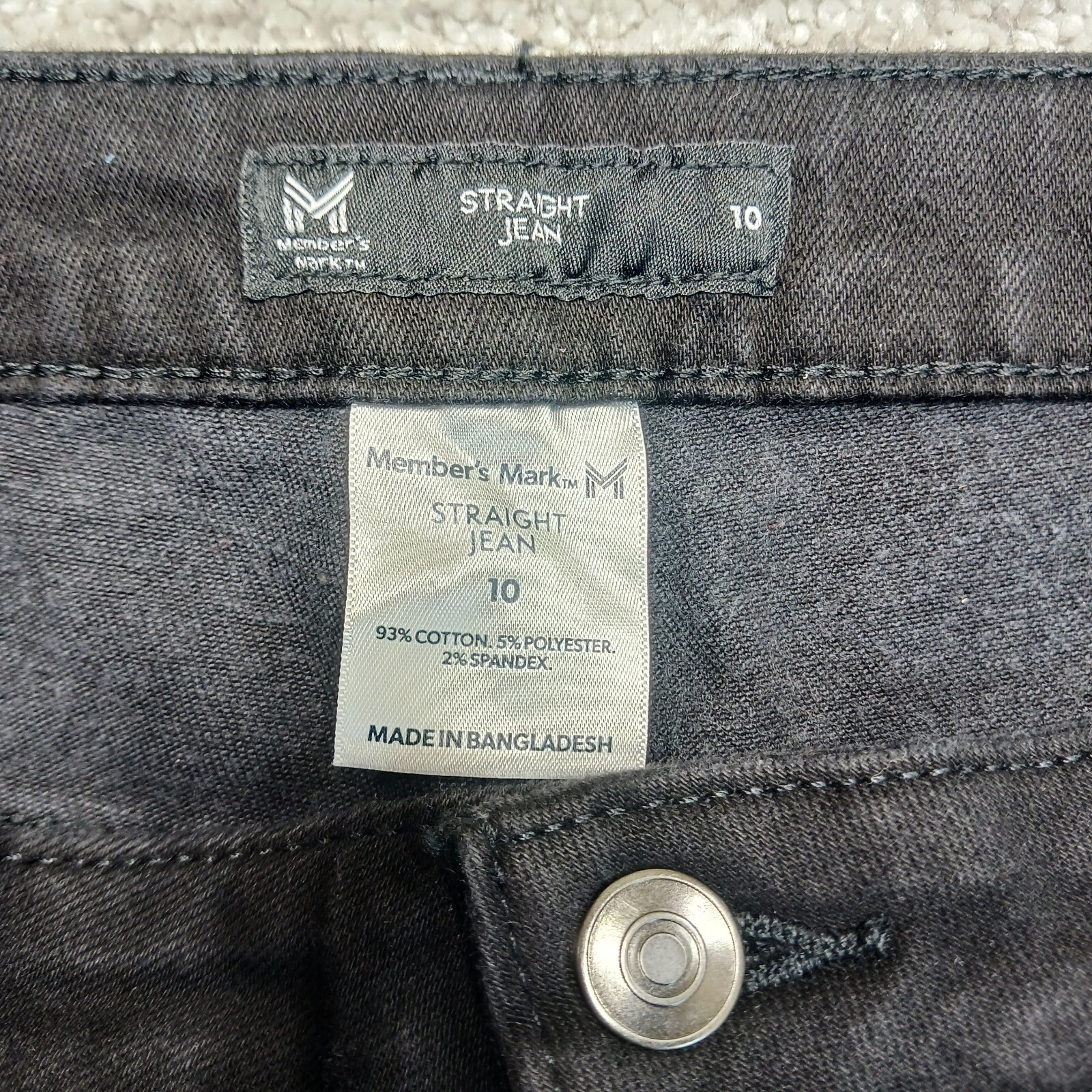 Members Mark Jeans Womens 10 Black Solid Straight Leg Fit High Rise Stretch