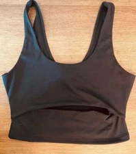 Victoria’s Secret Black LARGE Flow On Point Essential Cutout Crop Tank Top VS