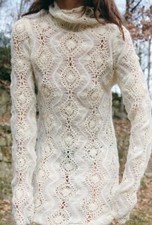 ZARA Limited Edition Ecru Contrast Crochet Knit Short Dress Size S And M0021/112