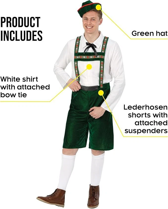 男式 Lederhosen 服装成人德国巴伐利亚啤酒人啤酒节 L XL — 第 4/4 张图片
