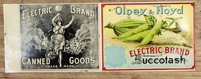 ADVERTISING Label Can Electric Olney Floyd Westernville New York Succotash VB