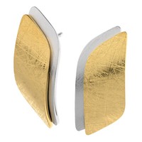 Ernstes Design Ohrringe Ohrstecker E675 Edelstahl Bicolor Matt/Poliert/Gekratzt