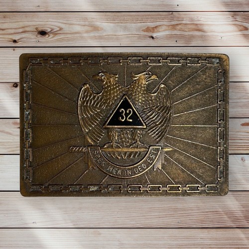 Vintage Klitzner 70s Masonic 32nd Degree Belt Buckle "Spes Mea In Deco Est" VGC