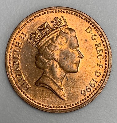 Coin Great Britain UK 1996 1 Penny Queen Elizabeth II 3d Por (1266