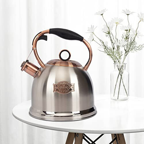 Whistling Stovetop Tea Kettle Food Grade Stainless Steel, Hot Water Fast to Boil - Picture 4 of 7