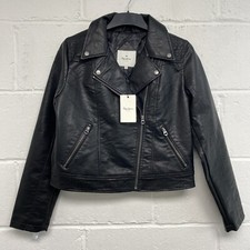 Pepe Jeans Maisie Black Faux Leather Biker Jacket Size M Bnwt Pca