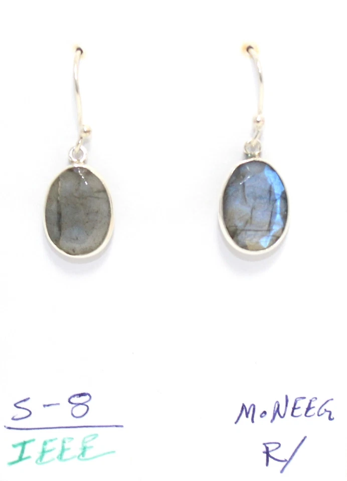 Dangle Earrings 925 Sterling Silver Natural Labradorite Gem Stone Women F362 - Image 2 of 4