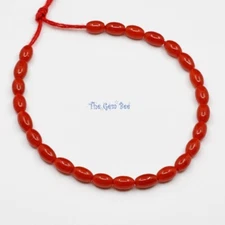 Natural Undyed Italian Sardinia Ox blood Red Coral Center Drill Olive Bead 6"