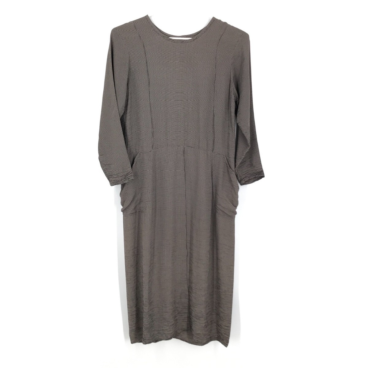 VINTAGE Flax Jeanne Engelhart Womens Dress Small Brown Long Sleeve Maxi  Pockets | eBay