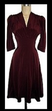 Trashy Diva Wine silk long sleeve burgundy red dress vintage pinup xs tea 30/40s