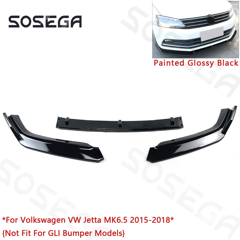 Se adapta a Volkswagen VW Jetta MK6.5 2015-2018 brillo negro parachoques delantero divisor de labios Foto 2 de 4