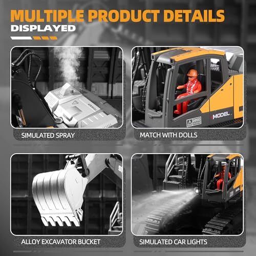Remote Control Excavator Toys for Boys,16 Channel RC Digger Construction Toys - Picture 6 of 7