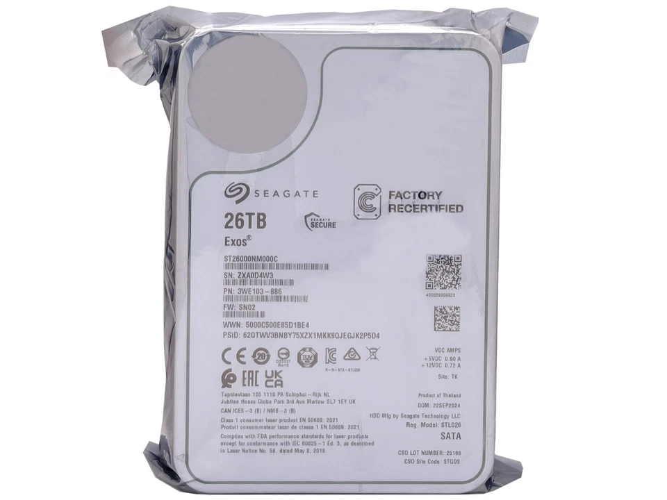 Seagate Exos ST26000NM000C 26TB CMR 7200RPM SATA6Gb/s 3.5" Enterprise Hard Drive - Image 4 of 4