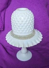Vintage Fenton White Milk Glass Pedestal 3 Piece Hobnail  Fairy Lamp