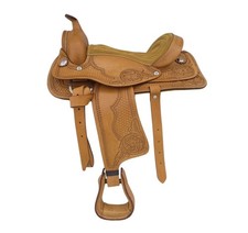 Western Barrel Horse Saddle, Leather Saddle With Complete Tack Set