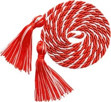 Graduation Honor Cords Red and White Graduation Cords with Tassels, 67" Long for
