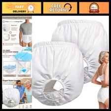 2-Pack Waterproof Reusable Adult Diaper Covers, Medium, Unisex, Leak-Proof, Comf