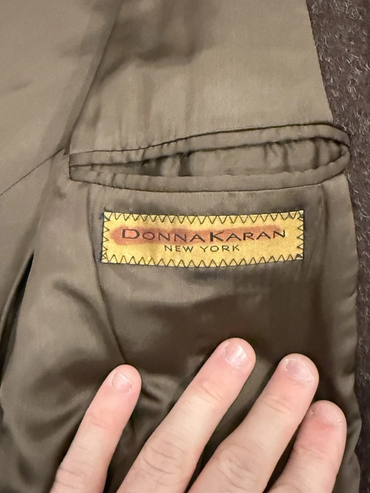 Abrigo Largo Marrón Vintage Donna Karan Alpaca Hecho en Italia Lana Mohair Foto 2 de 4
