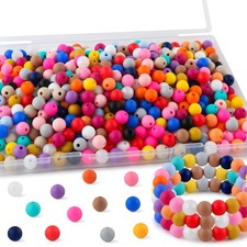 300pcs 9mm Silicone Beads 20 Colors DIY Beads for Keychains Bracelets