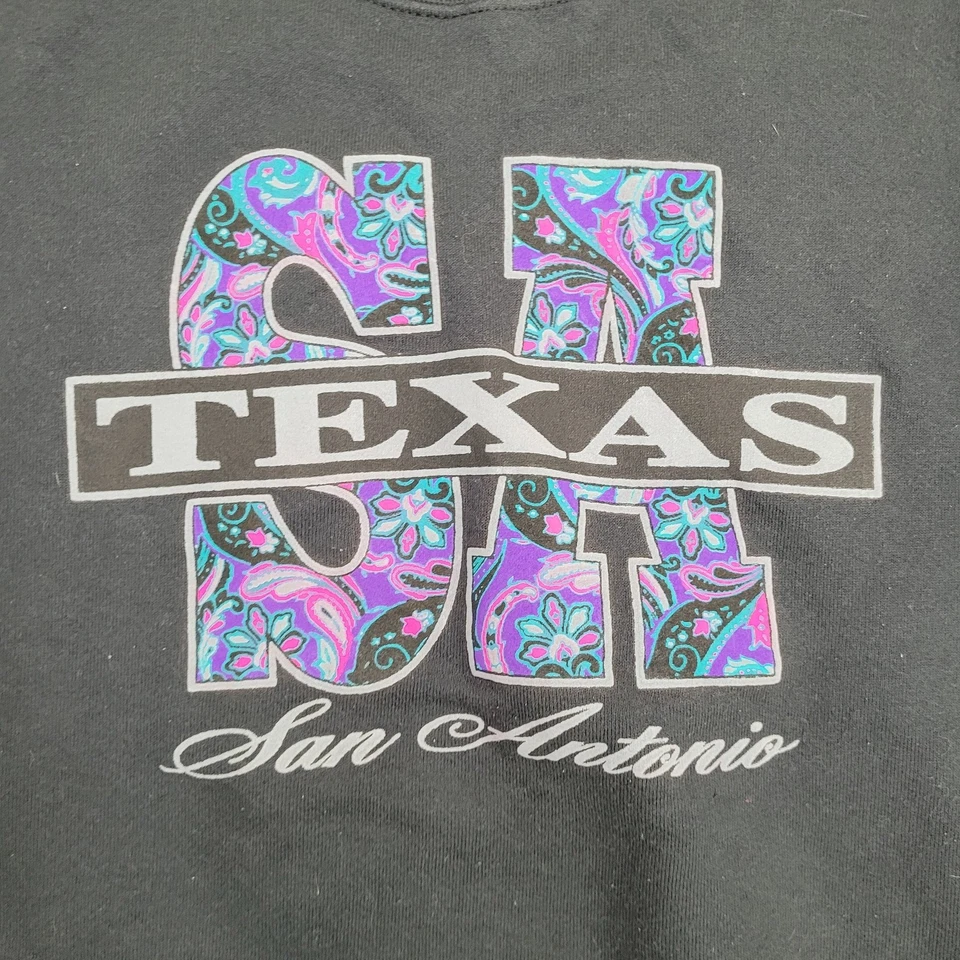 Sudadera vintage años 90 San-Antonio Texas para mujer mediana 19x23 negra Foto 3 de 4