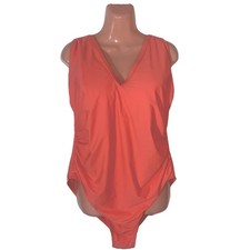 Kona Sol Solid Peach One Piece Bathing Suit Plus Size 22W Ruched Slimming