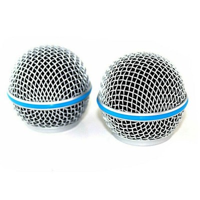 2× Microphone Grill Mic Grille Ball Head Mesh for Shure Beta58A SM58 pgx24 slx24