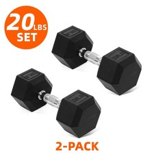 Rubber Encased Hex Dumbbell   10-50 lb, Black, Durable Non-Slip Weights