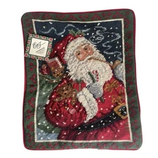 NWT Handmade Wool Needlepoint Santa St Nick 12x15" Pillow Cover Vintage by C&F