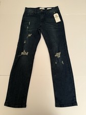 Ring Of Fire Boys Jeans 12 Dark Wash Distressed School Kids Ripped Casual NWT