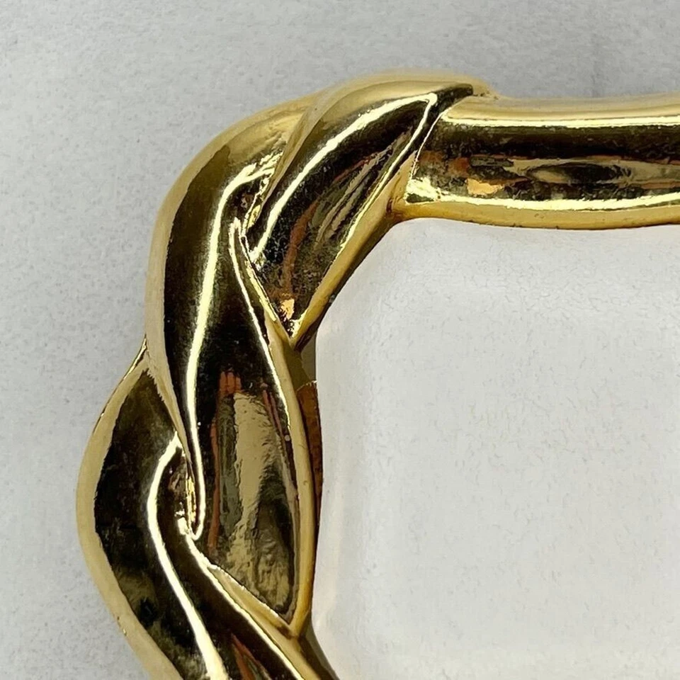 Day-Lor EE. UU. Vintage Tono Dorado Blanco Imitación Cuero Centro de mesa Hebilla de cinturón Foto 3 de 4