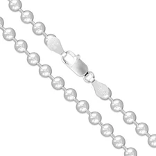 Sterling Silver Italian Ball Bead Chain 2.4mm 925 Italy New Dog Tag Necklace 24"