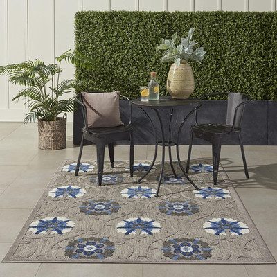 Home Aloha Grey Blue 5'3'' X 7'5'' Area Rug - Easy Clean, Non Shedding, Bed Room,
