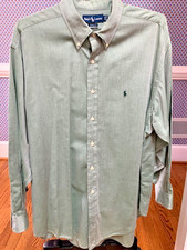 Ralph Lauren Shirt Mens 17.5 / 34 Olive Green Yarmouth Oxford Cotton Button Down