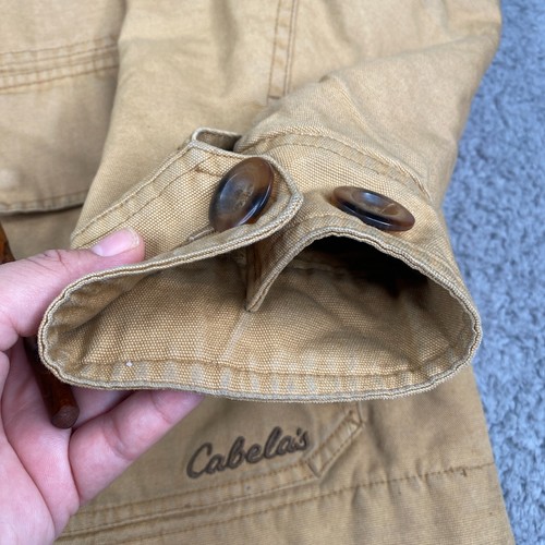 Cabelas Barn Chore Jacket Mens XL Beige Canvas Button Up Sherpa Lined Primaloft - Picture 6 of 20