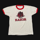 Vintage Arkansas Razorbacks Ringer T-Shirt Hog Graphic White/Red/Black