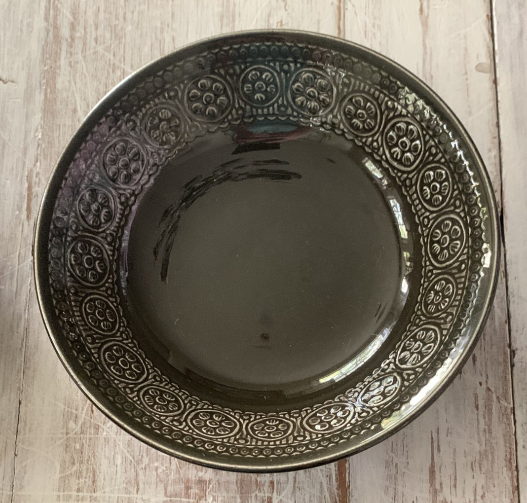 4 Vtg 60s Laveno Diamondstone Green Daisy Margherita MCM Dessert Bowls A. Campi