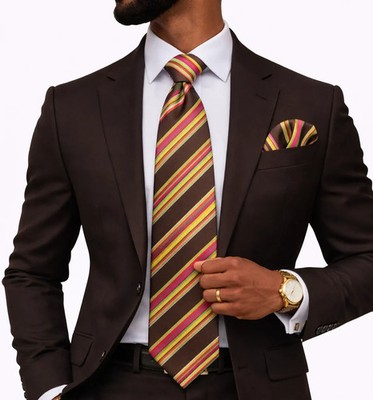 LUXOR STRIPE - TIE & POCKET SQAURE | eBay
