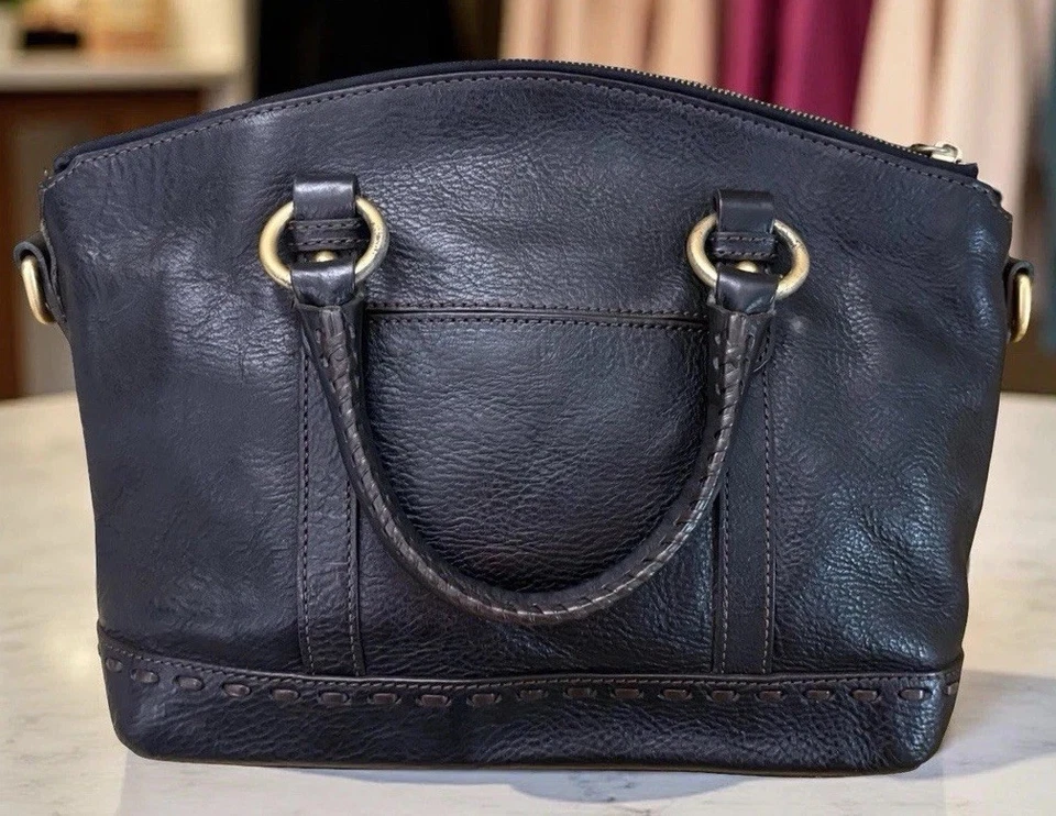 Bolso Cartera Dooney Bourke Negro Florentino Cuero Bolsillo Frontal Cúpula DB-02 Foto 4 de 4