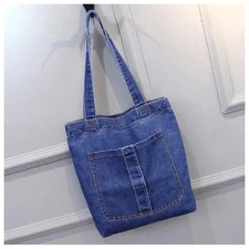 Denim Tote Bag Blue Jean Casual Everyday Shoulder Bag Handbag