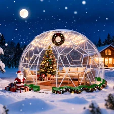 Transparent PVC Garden Dome 12X7.2 Ft Weatherproof Greenhouse Bubble Tent for Ou