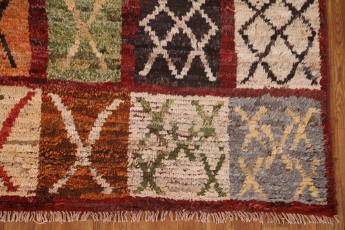 Hand-Knotted Tribal Moroccan Area Rug 7x10 Ft Multicolor Oriental Wool Carpet - Picture 7 of 19
