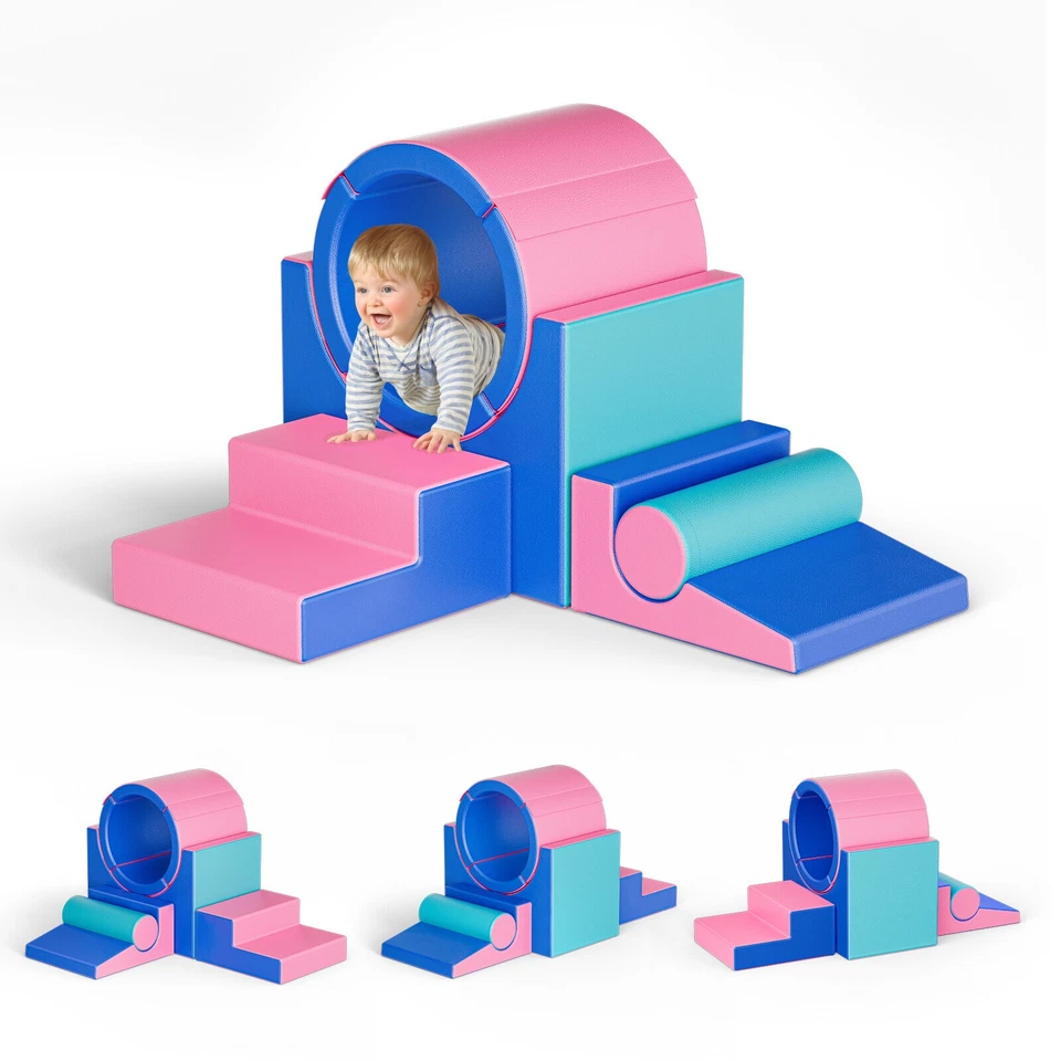 5pc Toddler Foam Play Set Soft Climbing Blocks Mat Active Kids Crawl Exploration - Image 2 of 4