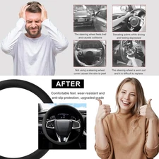 Car Steering Wheel Cover, 13 to 14.17 inches Anti-Slip Silicone Steering Whee...