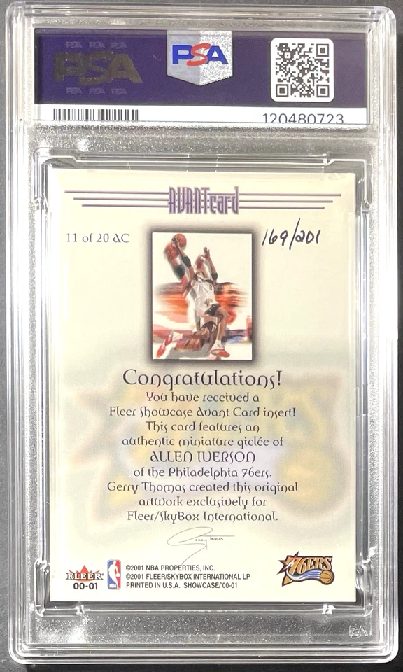 ( /201 ) Allen Iverson 2000-01 Fleer Showcase Avant Card Rare Parallel 76ers PSA - Image 2 of 2