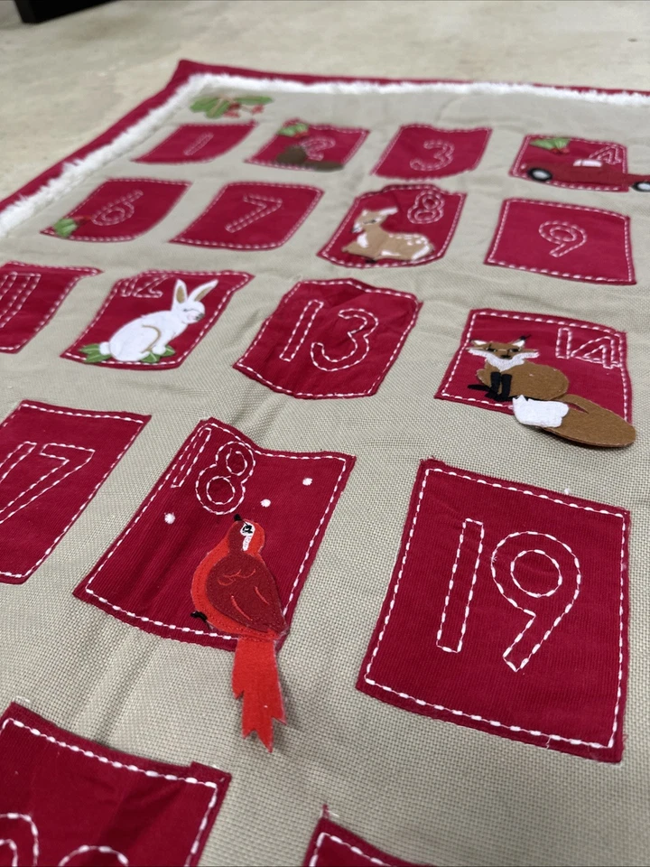 NWOT POTTERY BARN KIDS 100% Cotton Red/Tan Wall Advent Christmas Calendar - Image 2 of 4