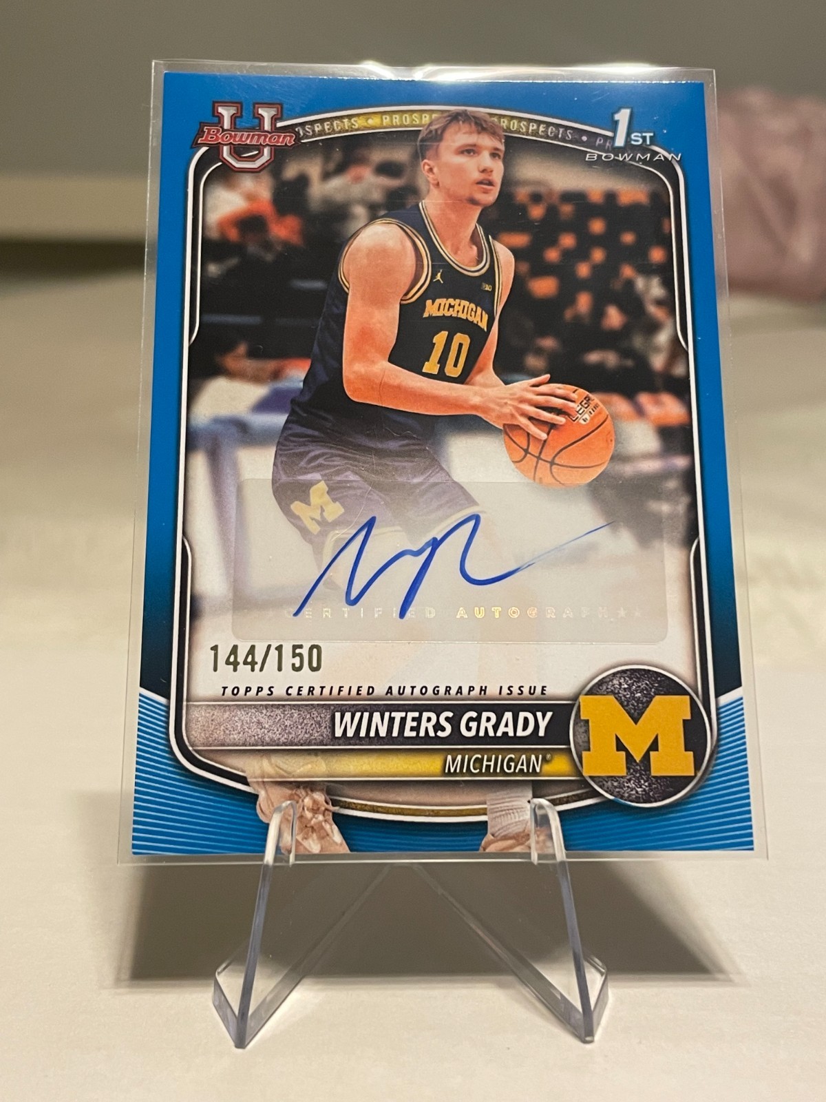 2025-26 Bowman #PA-WG Winters Grady Blue Autograph #144/150 Michigan Champs!