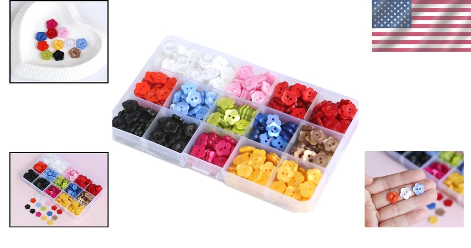 525pc Resin Flower Buttons 0.5 inch - 11 Colors for Sewing & Crafts - Image 2 of 4