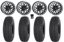 System 3 SB-9 Bdlk 15" Wheels Gloss Bk 33" Chicane LT Tires RZR Turbo S / RS1